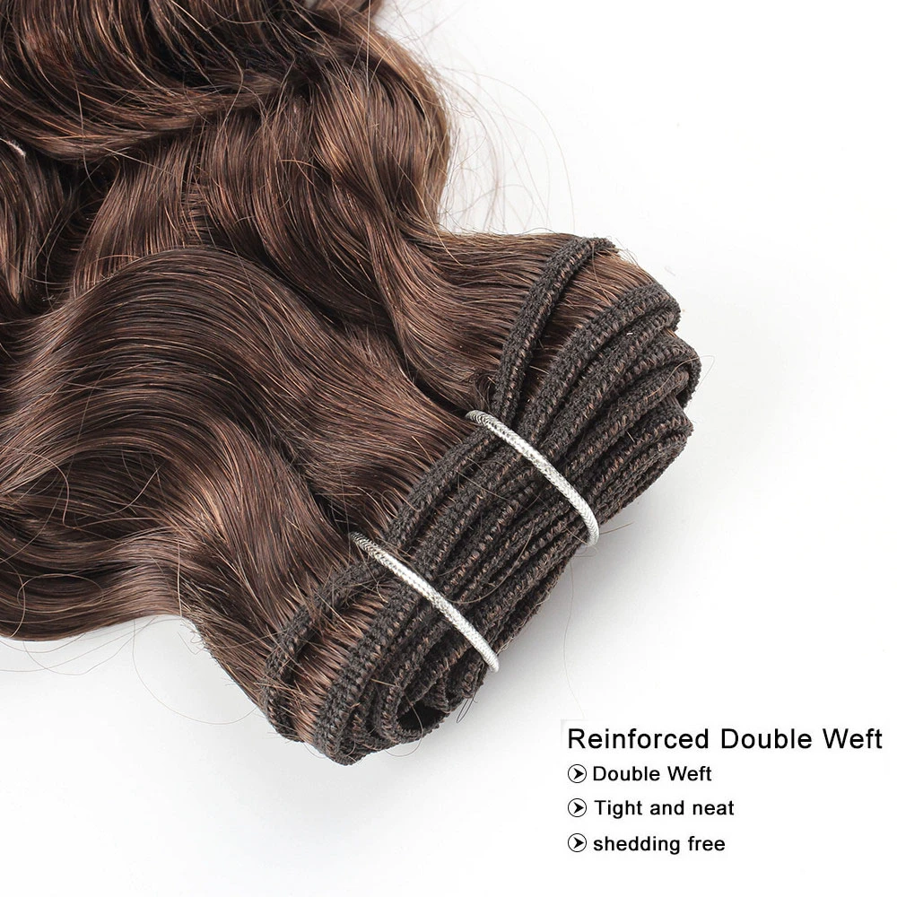 2/3 Lưng Nâu Chocolate Sóng Nước Remy Tóc Dệt Phần Mở Rộng 10-24 Inch Mềm Chất Lượng Không Rối MOGUL tóc
