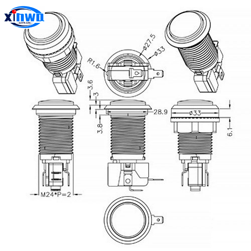 5V 12V ライトプッシュボタン 33 ミリメートル Led 照光クリアプラスチックコインアーケードジョイスティックゲームゼロ遅延 Diy 部品自動販売機