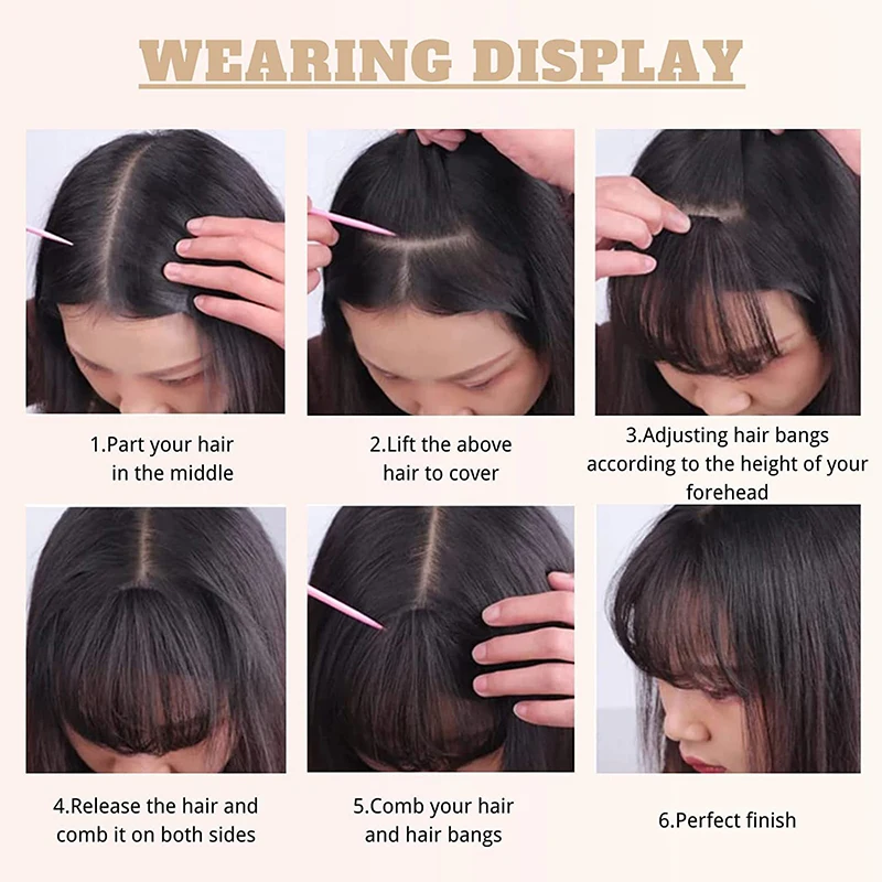 Sideburns air bangs wigs women's synthetic wigs invisible and traceless easy to wear natural and suitable for any occasion