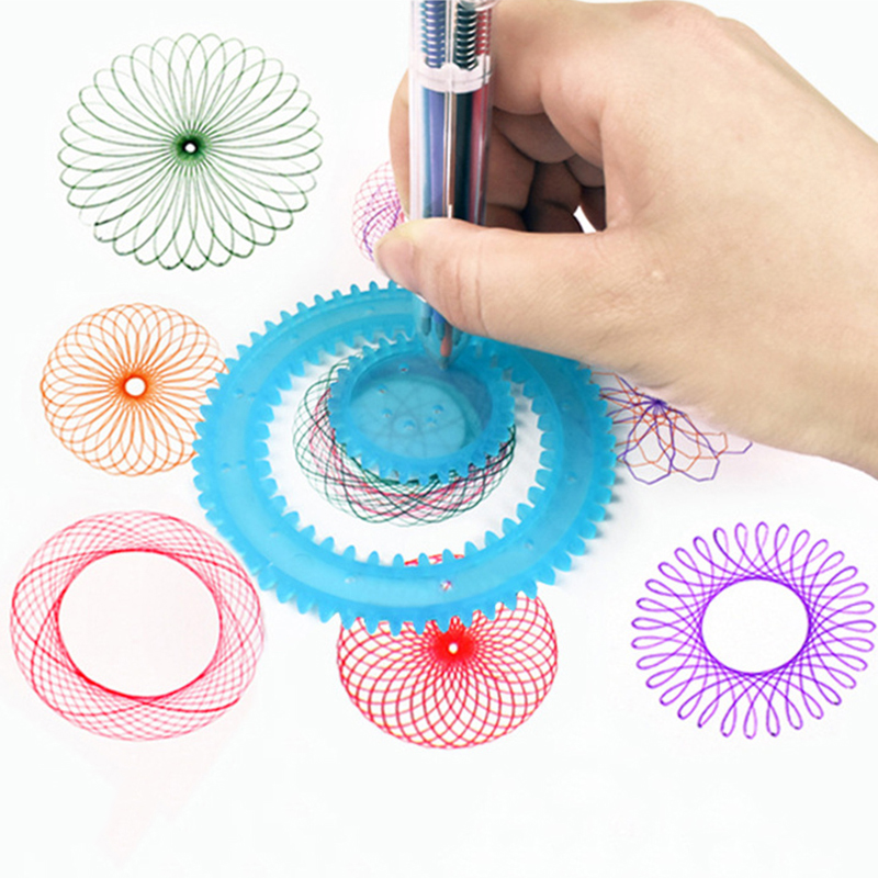 Geometry Spirograph Drawing Stencils Set Painting Template Art Crafts Creative Kids Educational Toy Variety of Flowers Ruler