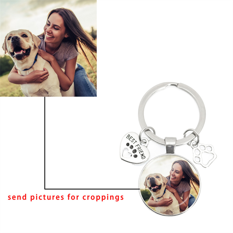 CUSTOM สัตว์เลี้ยง Photo Key แหวน Memory Of My Dog MINI Heart Claw จี้พวงกุญแจแก้วกุญแจรถผู้หญิงที่ชื่นชอบของที่ระลึกเครื่องประดับ