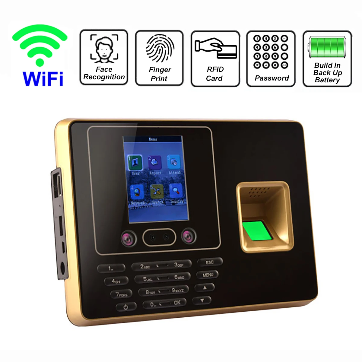 F30 WiFi 4000 мАч аккумулятор для лица лицо машина учета рабочего времени карта отпечатков пальцев электронная система управления посещаемостью сотрудников