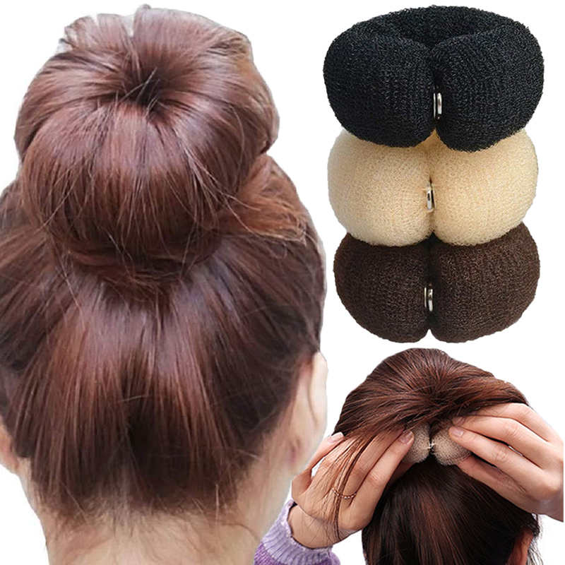 Creador de moños para el cabello a la moda, esponja de espuma mágica para Donut, herramientas de peinado para el cabello con anillo grande fácil, accesorios de bandas para el cabello de poliéster elástico