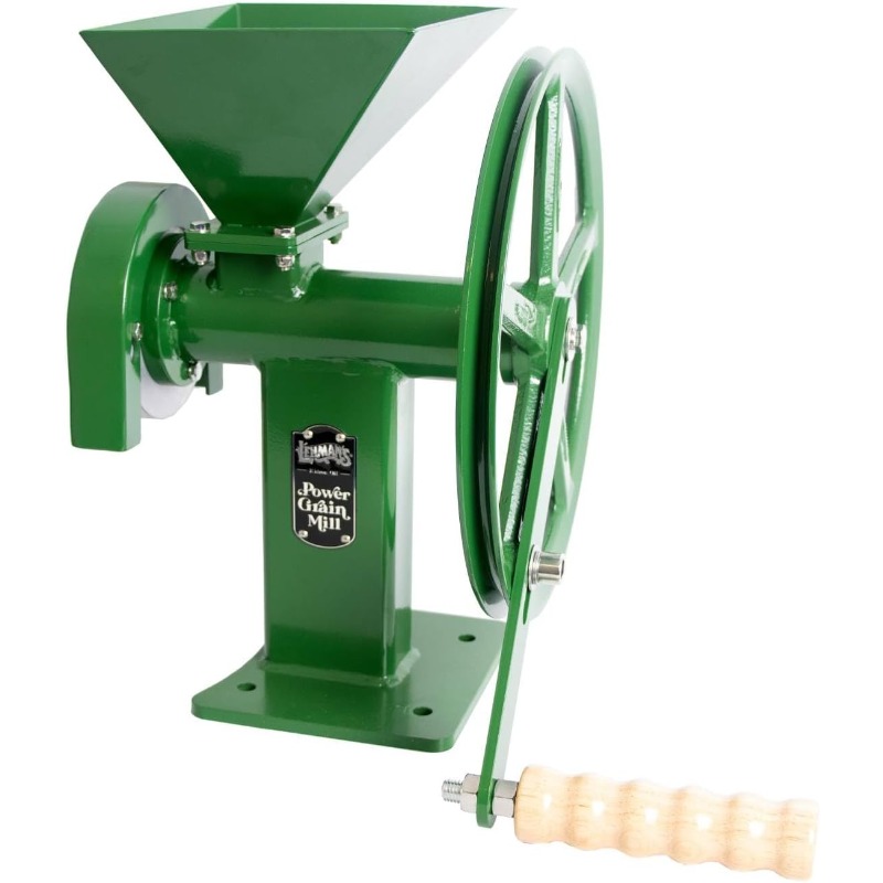Manual Power Grain Mill, Grinds Any Dry Grain to Pastry Flour, Big 6 Cup Capacity, 14 inches High with 12 inch Flywheel