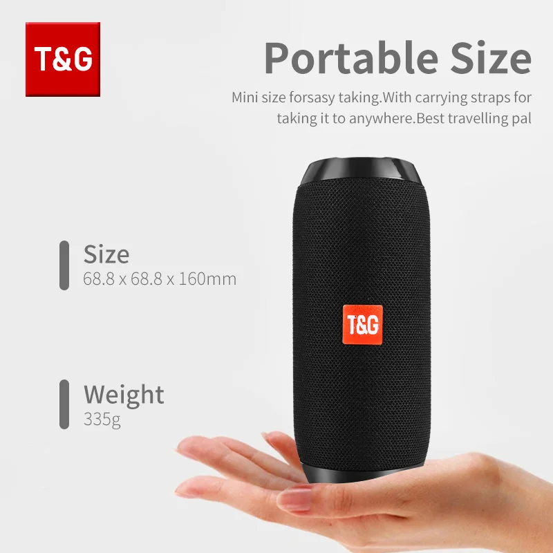 ลําโพงบลูทูธ T & G TG117 แบบพกพา TWS เสียงกล่องลําโพงกันน้ํากลางแจ้งสเตอริโอลําโพงรองรับ TF วิทยุ FM