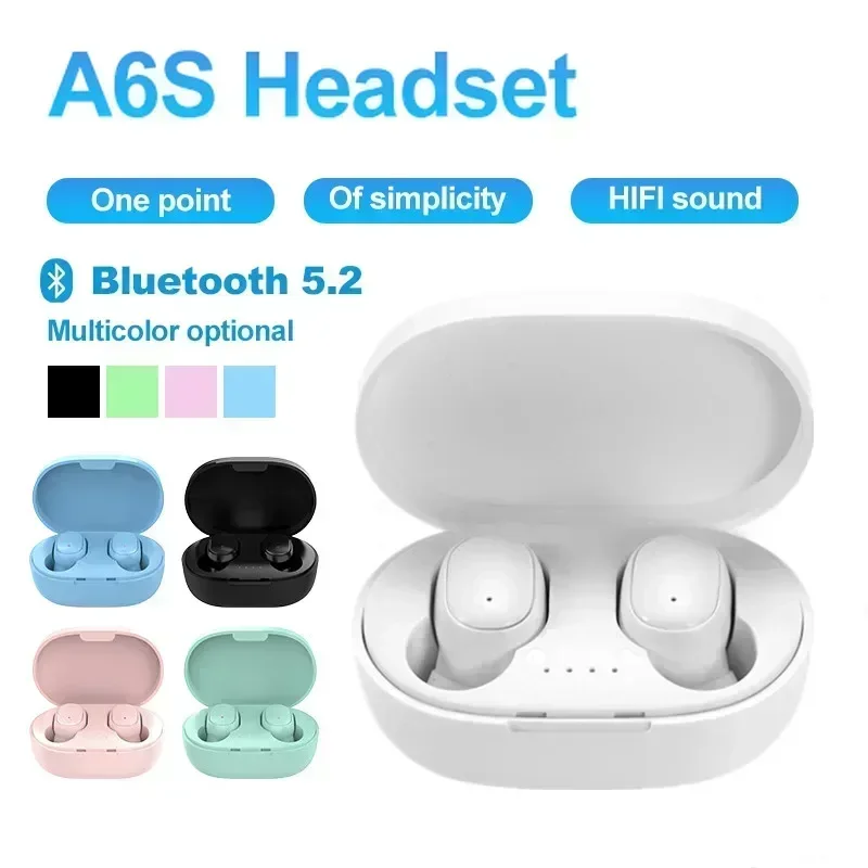 Auriculares Bluetooth TWS Auriculares inalámbricos con Bluetooth auriculares con cancelación de ruido con micrófono A6S auriculares para teléfono inteligente