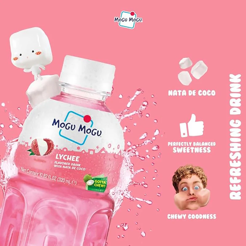 Mogu Mogu- Lychee Flavoured Drink with Nata de Coco-320ml (pack of 24)
