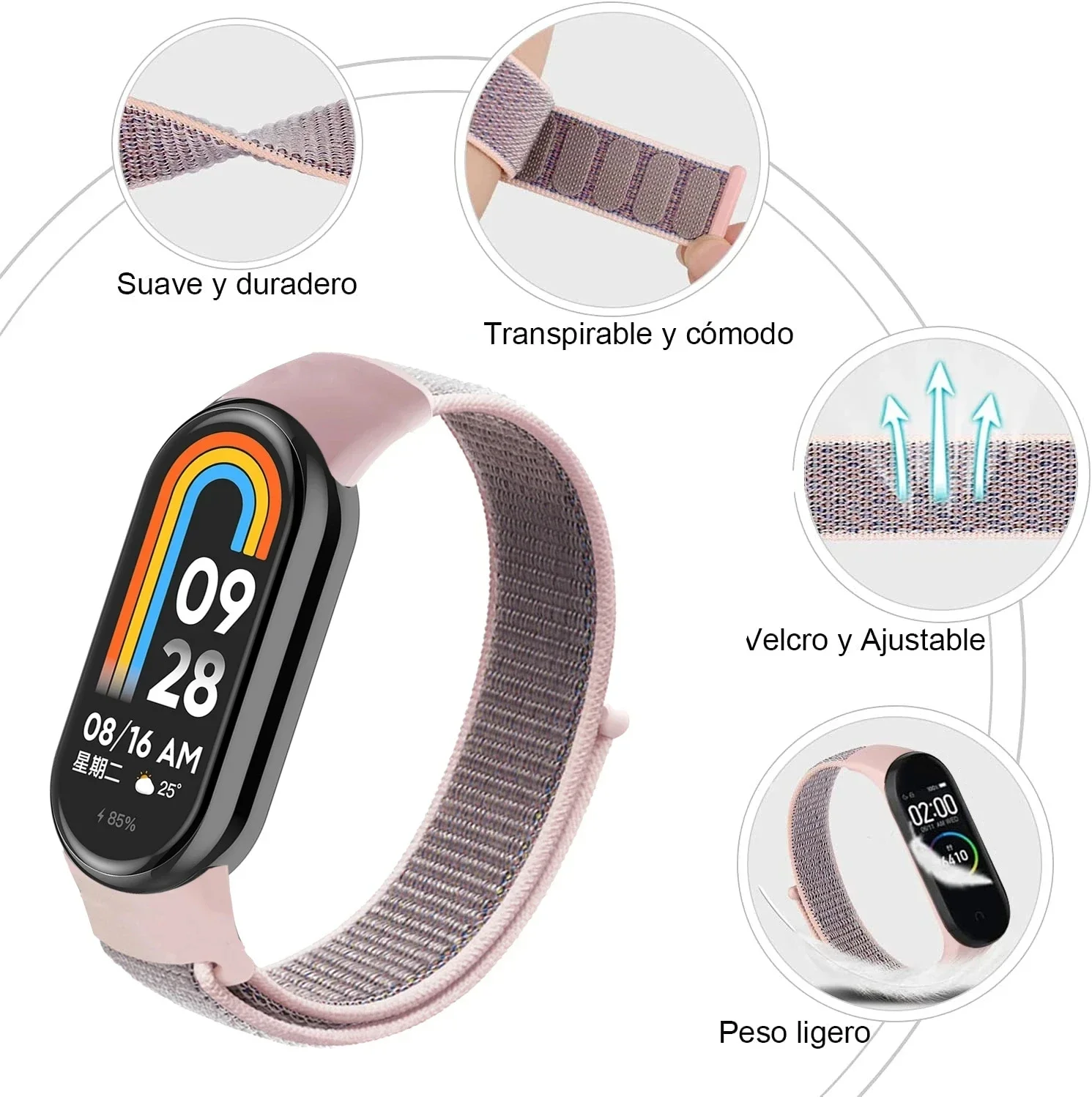 สายรัดไนลอนสำหรับ Xiaomi Mi band 8 7 6 5 4 3สร้อยข้อมือสมาร์ทวอทช์สายรัดข้อมือสำรองกีฬา pulsera watchband miband 8 NFC