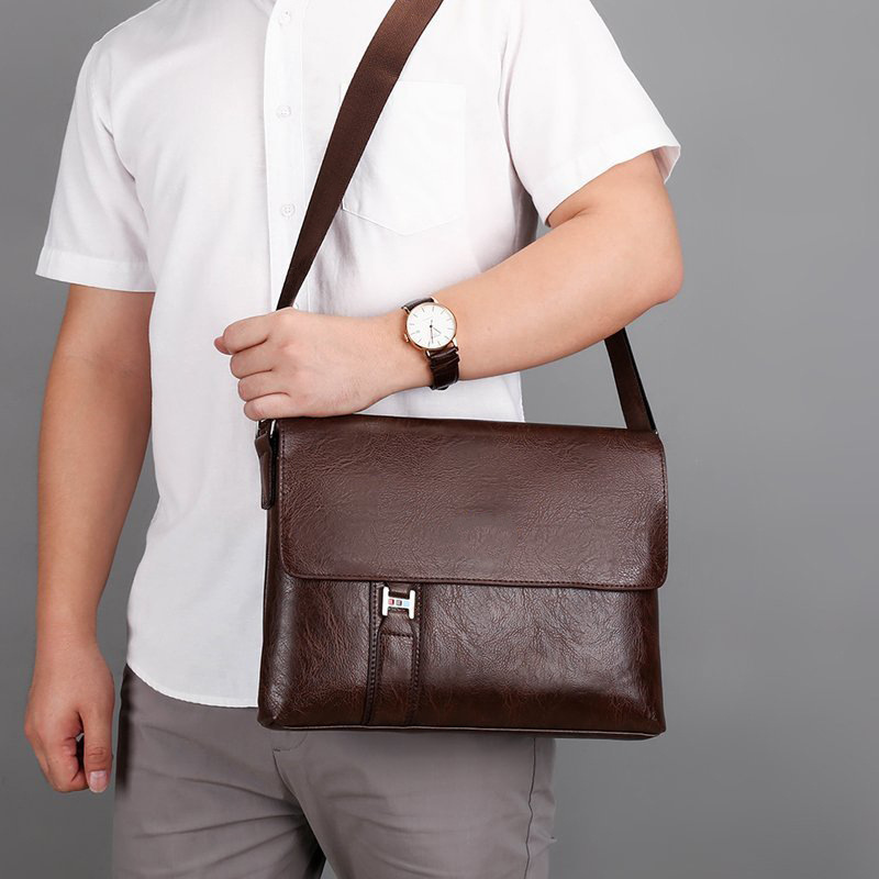 PU Leather Men'S Briefcase Ipad Shoulder Executive Work Business Work Messenger Crossbody Tablet Side Male Designer Bag