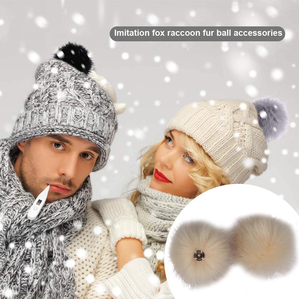Gorros con pompones y bolas de piel, accesorios tejidos para bolas de pelo, decoraciones, ropa