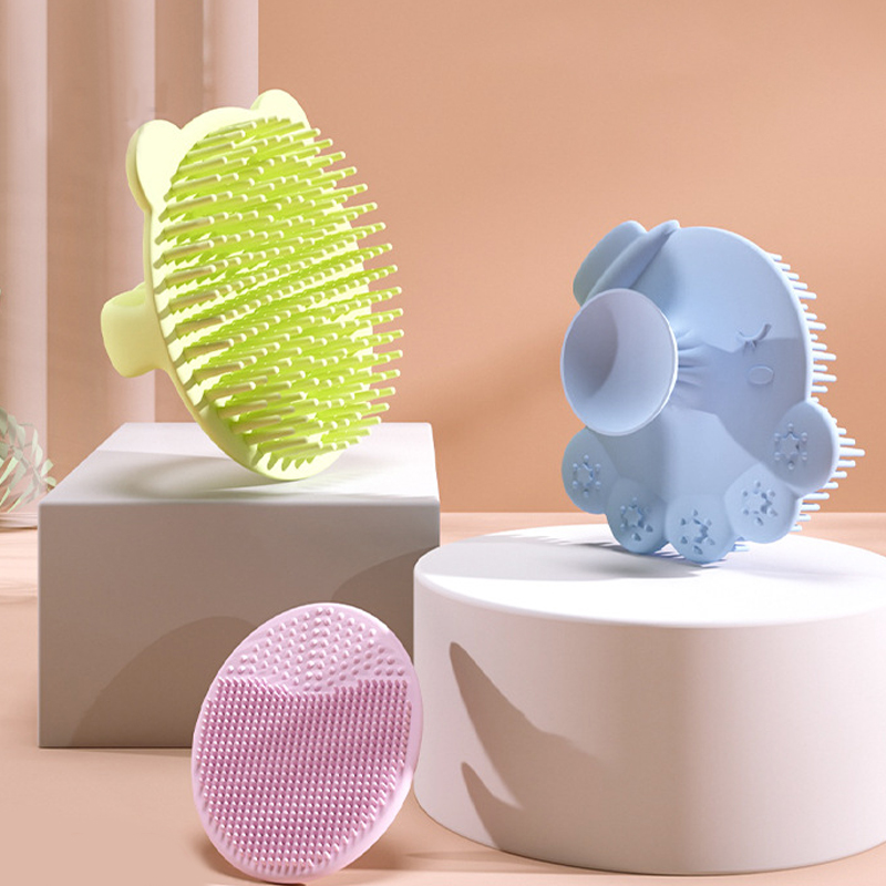 Cepillo de champú de silicona para bebé, baño infantil, suave, para niños, cepillo de ducha pequeño, cabezal, cepillos de masaje para lavado de cabello, peine de limpieza