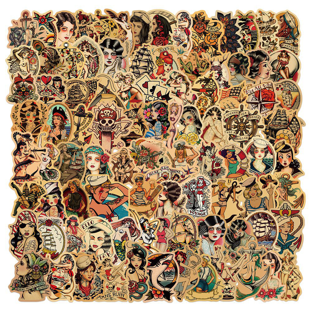 10/30/50/100 pçs retro pin up menina graffiti adesivos bonito sexy tatuagem meninas decalques scrapbook bagagem telefone adesivo à prova dwaterproof água brinquedo