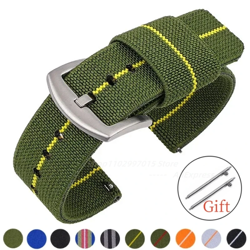 Correa de nailon para reloj de 18mm, 20mm, 22mm y 24mm, correa elástica tejida militar para pulsera de liberación rápida Seiko, correa de reloj deportivo militar para hombre