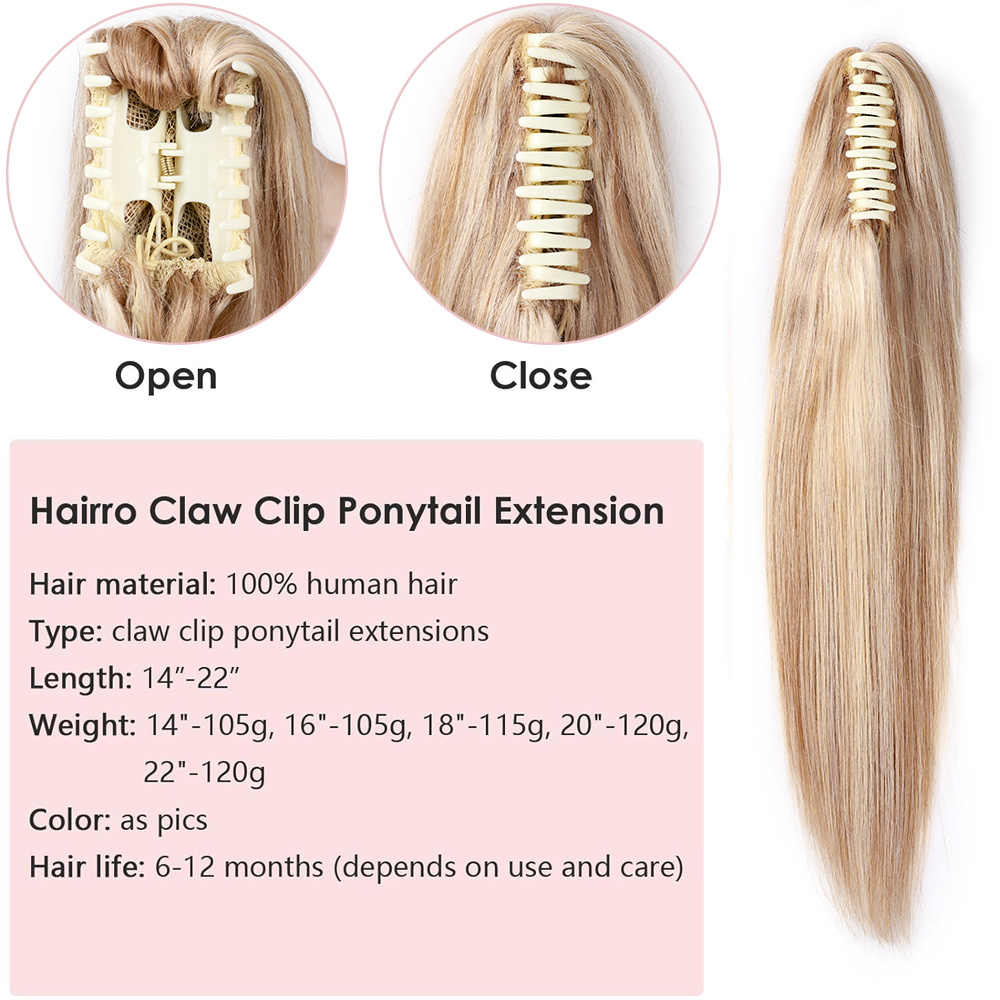 Extensiones de cola de caballo con Clip Rich Choices, 100% de cabello humano, cola de caballo de mandíbula larga/garra con Clips, postizos para mujer