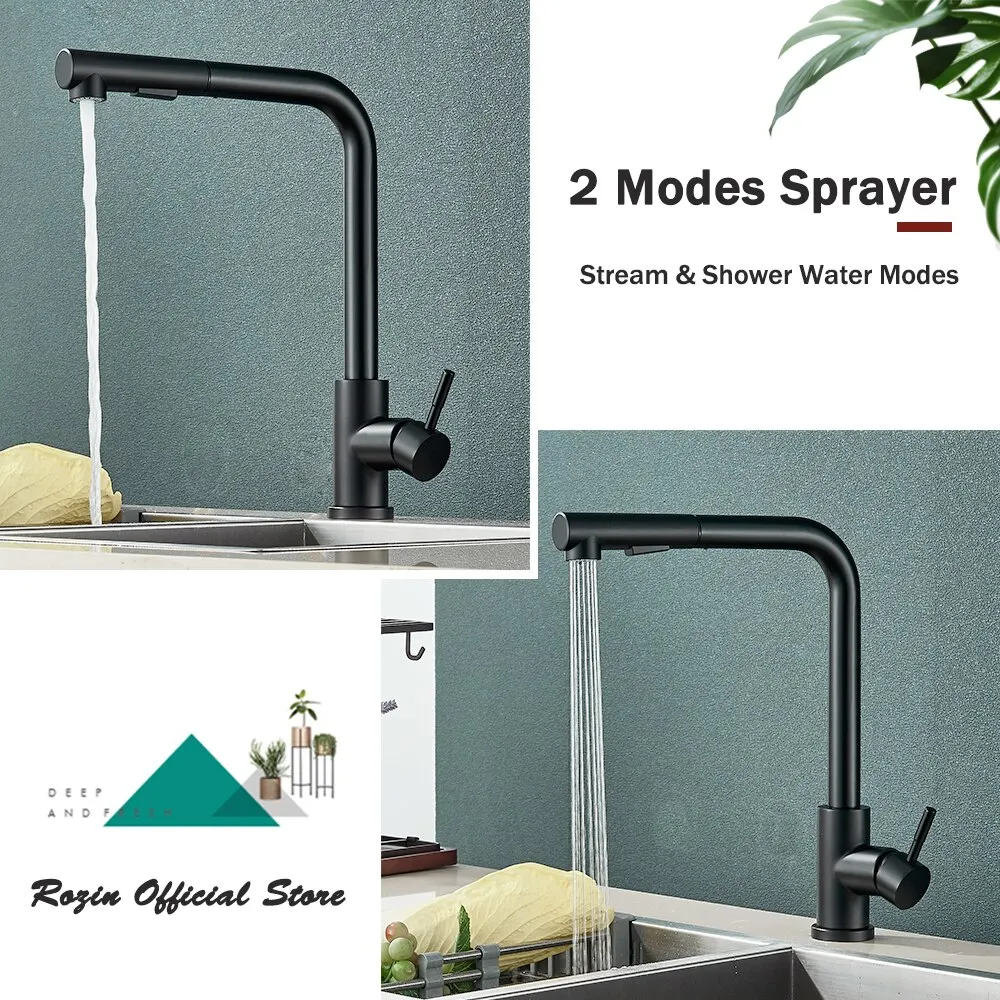 Grifo de fregadero de cocina, grifo de 2 modos de corriente y pulverizador de cocina, grifo de acero inoxidable