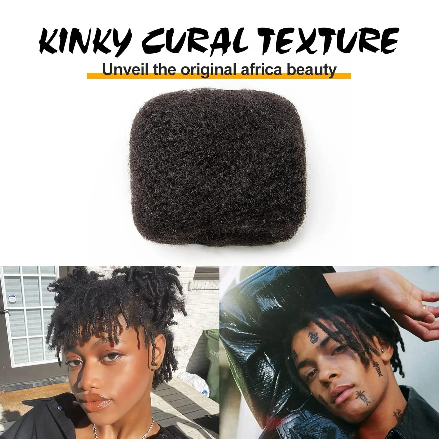 8 pouces Afro crépus en vrac 100% cheveux humains Afro Kinkys cheveux humains en vrac pour Extensions de Dreadlock, réparation Locs, créer des dreadlocks.