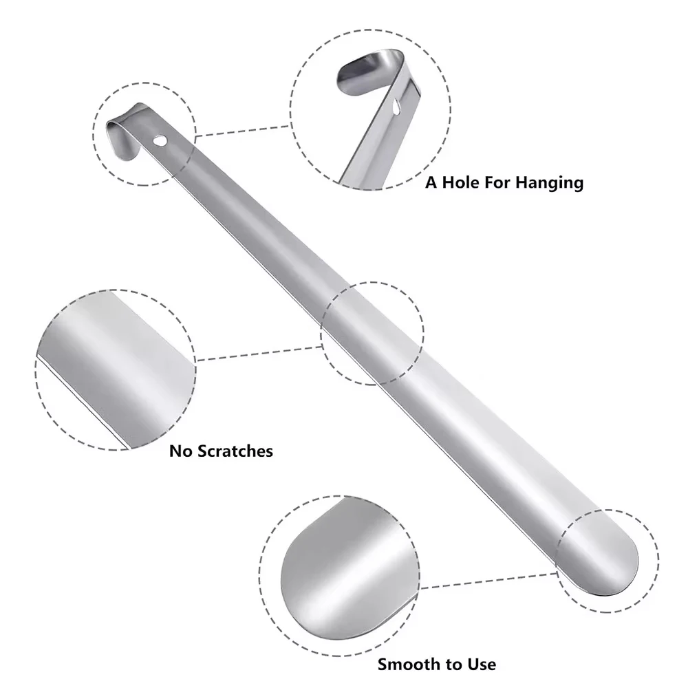42 ซม.Professional Shoehorn สแตนเลส Horns รองเท้า Easy Handle โลหะรองเท้า EXTRACTOR Lazy Shoe Helper