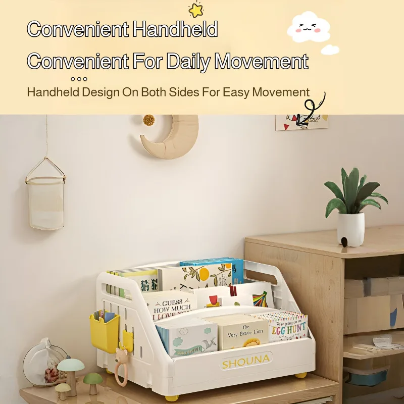 Children's Bookshelf Large Capacity Picture Book Rack Bay Window Desktop Storage Rack Simple Reading Rack Baby Toy Organizer