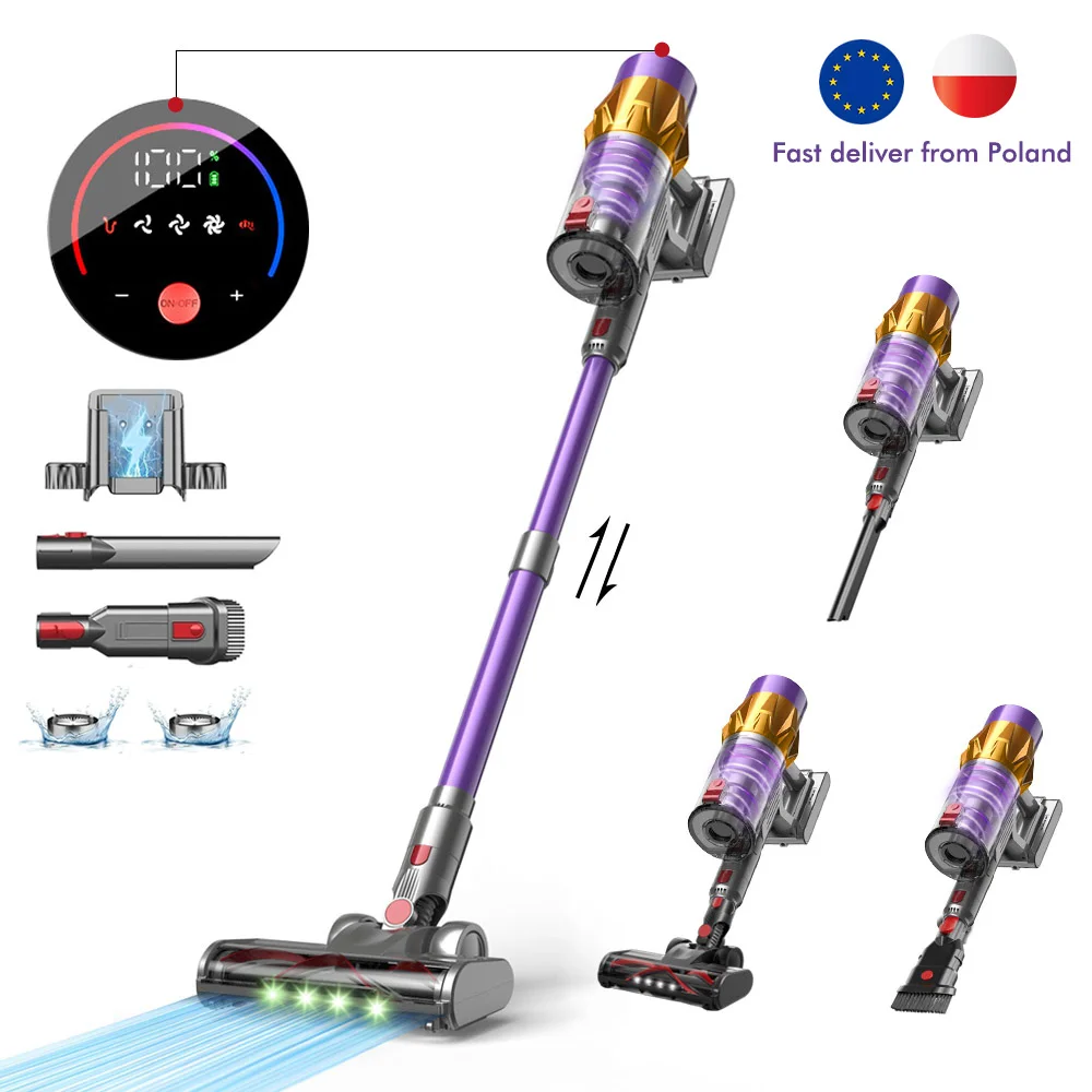 Armo V18 Aspiradora inalámbrica portátil 50kPa 550W potencia 6 en 1 Pantalla LED aspiradora sin cuerda luz verde alfombra eliminación de polvo limpiador de pelo de mascota