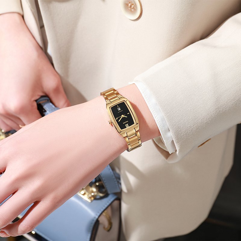 Wwoor elegante relógio feminino moda aço inoxidável à prova dwaterproof água senhoras quartzo relógio de pulso luxo pulseira relógios data reloj mujer