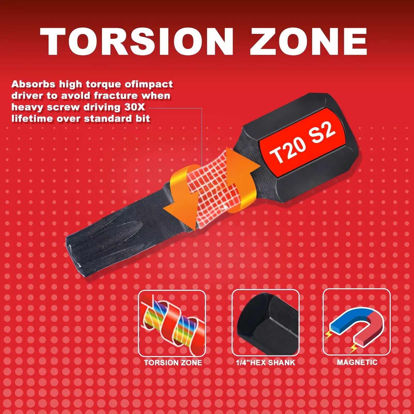 Jeu d'embouts de tournevis Torx T7-T40 de 1 pouce, embout étoile en acier allié S2 magnétique robuste à Impact avec Sase