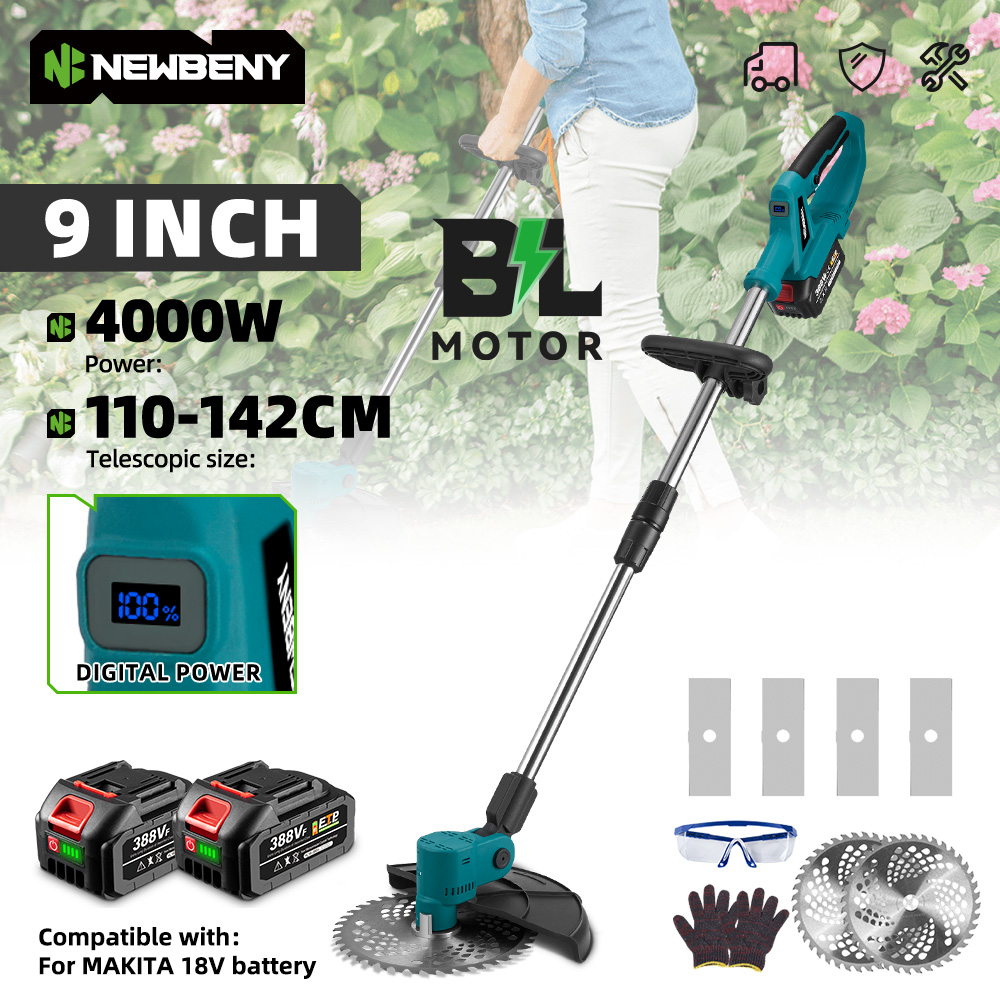 NEWBENY 4000 W 9 Zoll Elektrischer Rasenmäher Akku-Garten DIY Reparatur Rasen Heckenschere Elektrowerkzeuge Für Makita Akku Pin