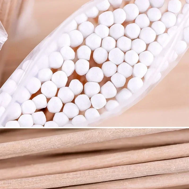 Hisopos de algodón de doble punta, eliminación de maquillaje para el hogar, excavación de orejas, higiene, limpieza, hisopos de algodón, limpieza de cabeza redonda desechable