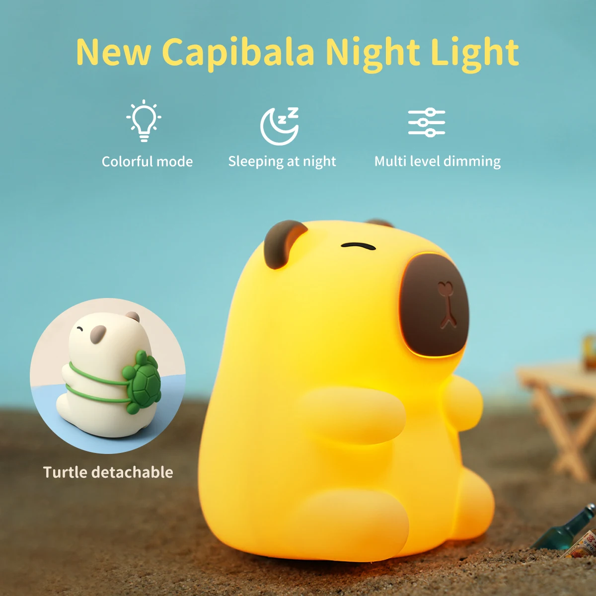 ไฟซิลิโคน Capybara น่ารักสําหรับเด็กพร้อมไฟกลางคืนขนาดเล็กของขวัญ USB ชาร์จสัตว์สัมผัสไฟนอนข้างเตียง