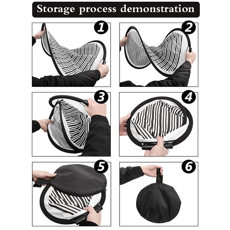 80cm Circular Striped Foldable PDR Lined Light Reflector Board Round Dent Panel Vehicle Scratch Hail Damages Car Check  Tool