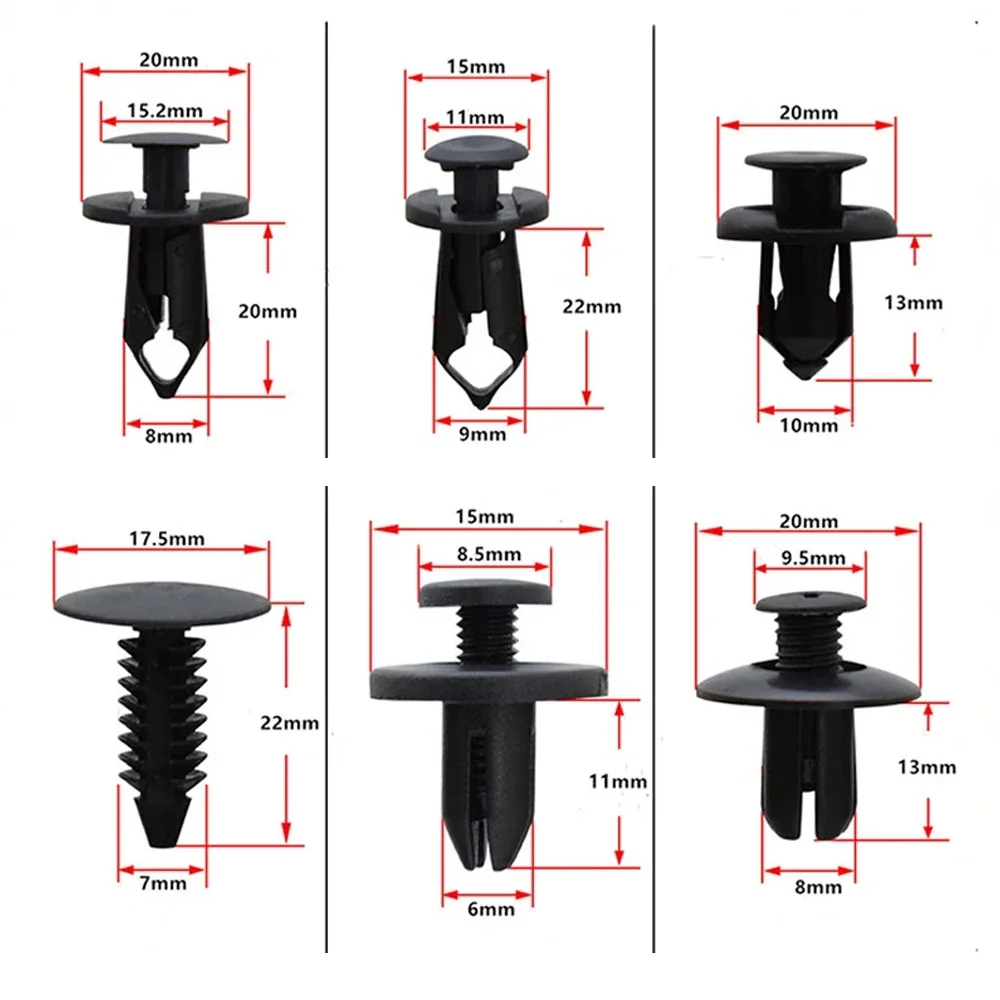 190 Pcs Car Retainer Clips 6 Sizes Auto Push Pin Rivets Clip Fasteners Push Retainer Set Car Interior Bumper Clips