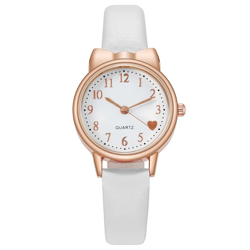 2024 moda crianças amor digital dial crianças conjunto relógio pulseira de couro relógios de quartzo criança meninas relógio pulseira conjunto presente