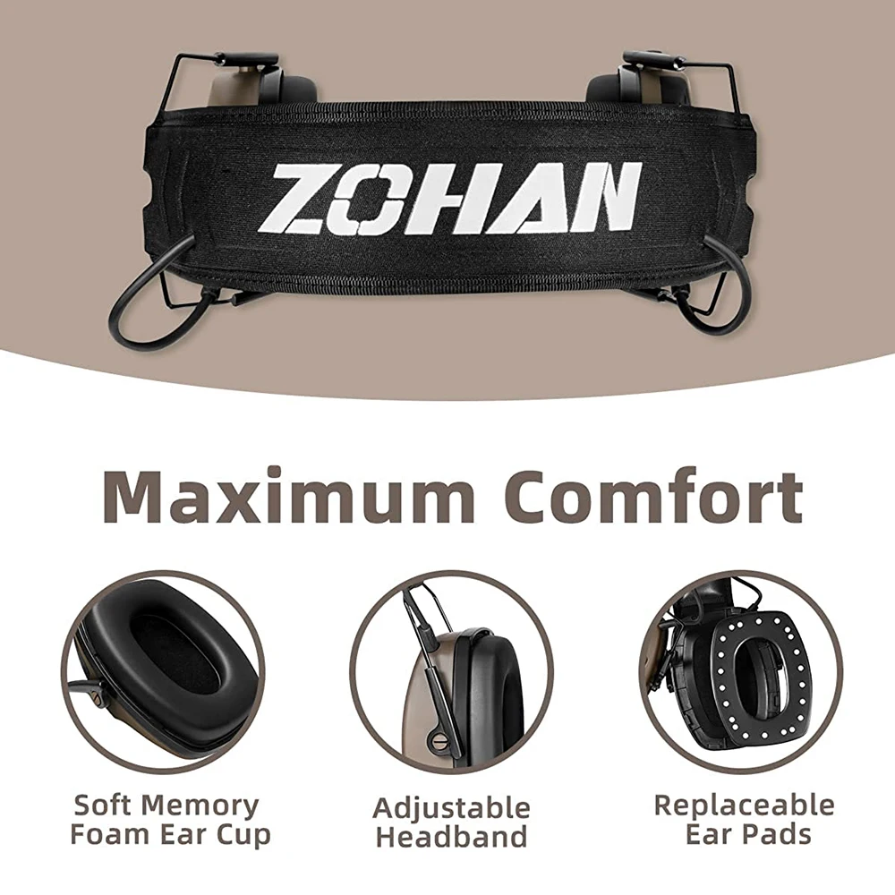 ZOHAN 5.0 Bluetooth Electronic Tactics Shooting Earmuffs Hearing Protection Anti-Noise Sound Amplification For Hunt Shoot Range