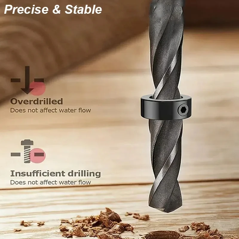 Drill Stoper Collar Set Stop Bit Ring Shaft Limit Metric Lock Steel Press Depth Ajustable Positioner Hole Guide Woodwork Tool