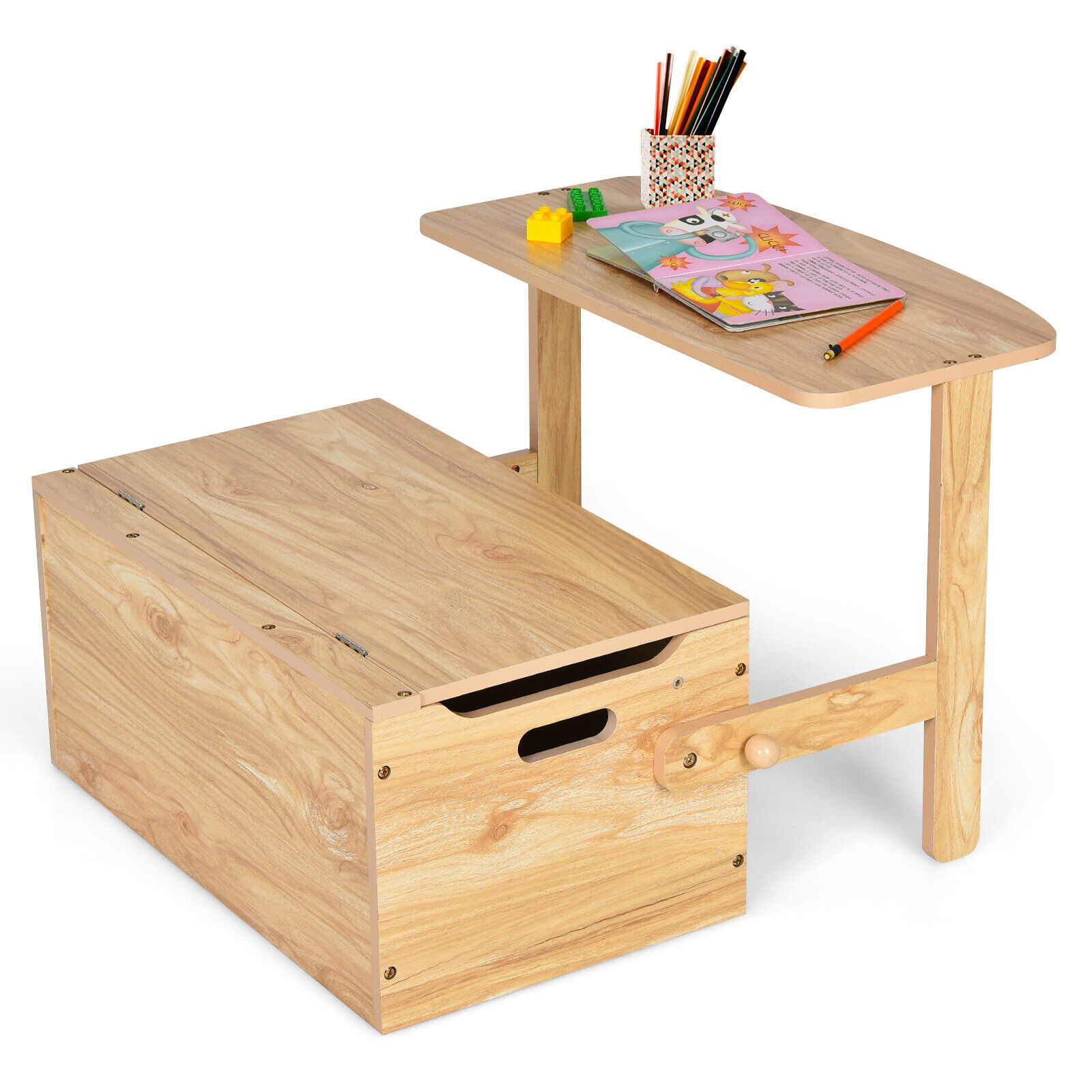 DORTALA Kids Convertible Activity Bench Table 3-in-1 Desk and Chair Set with Toy Storage