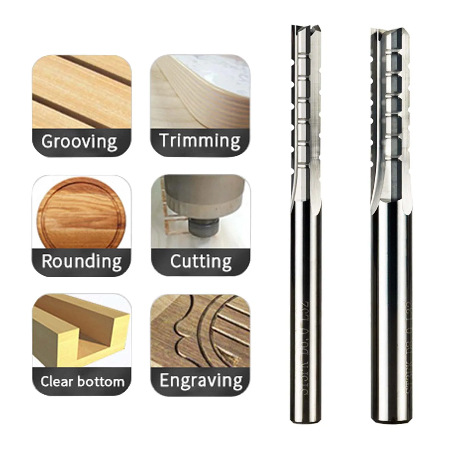 Dreanique 1pc 3 스트레이트 플루트 텅스텐 카바이드 밀링 커터 칩 브레이커 목공 조각 CNC 트리밍 슬롯 비트 합판