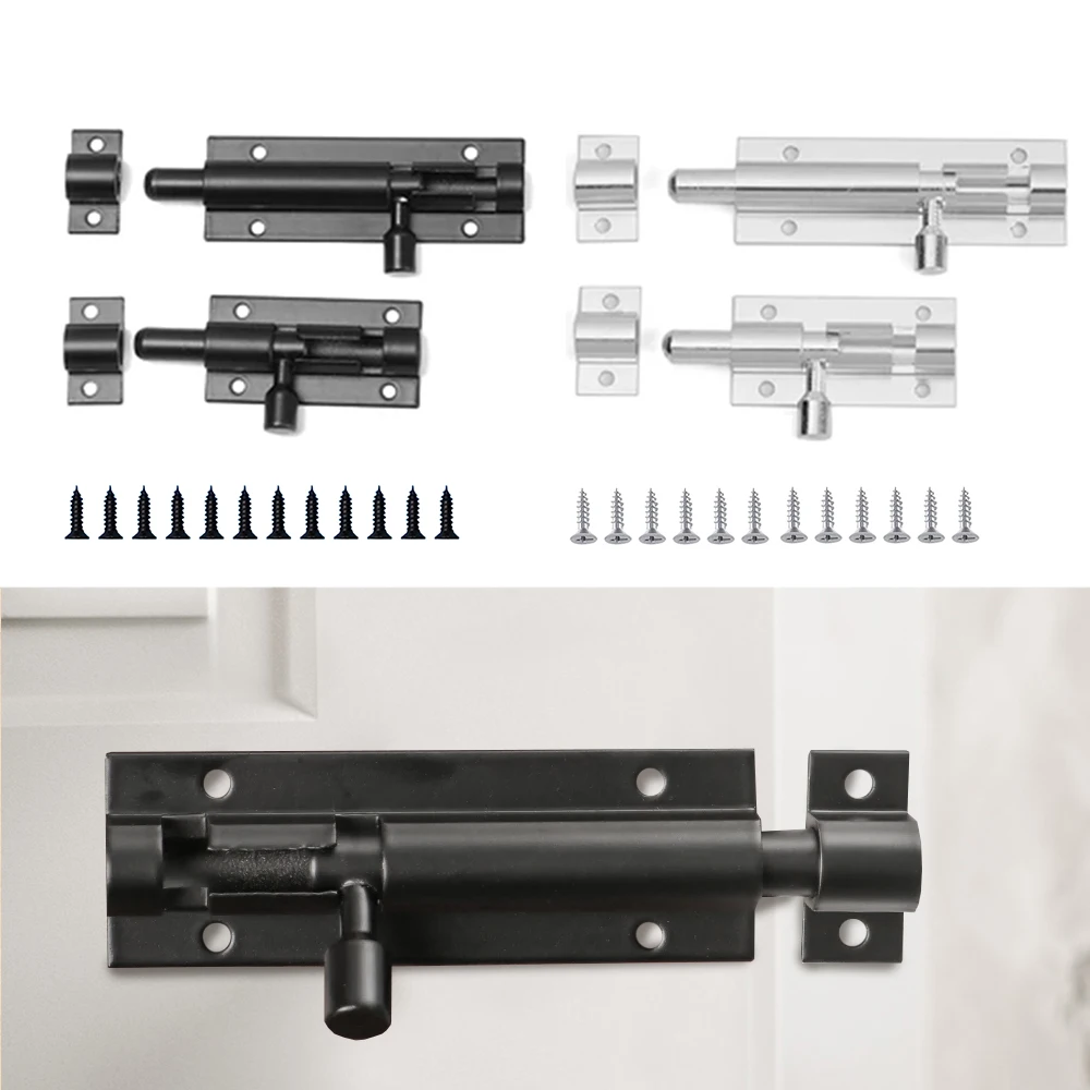 Schwarzes Türschloss-Fass aus Aluminiumlegierung, Türschlossriegel für Zuhause, Hardware, Tor, Sicherheitstürriegel, Turm, Fenster, Schloss, Silber