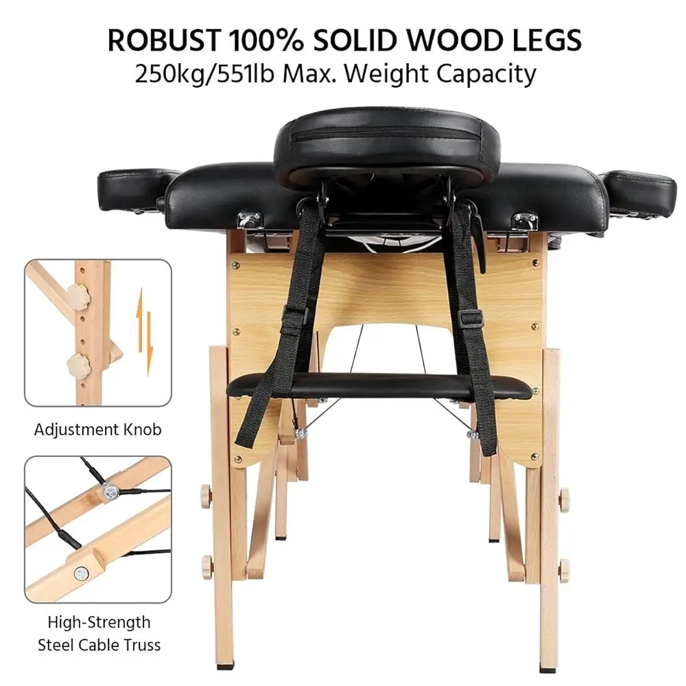 24 inch Massage Table Portable Lash Beds Spa Bed Massage Couch Foldable Spa Tables Adjustable 2 Fold with Non-Woven Bag