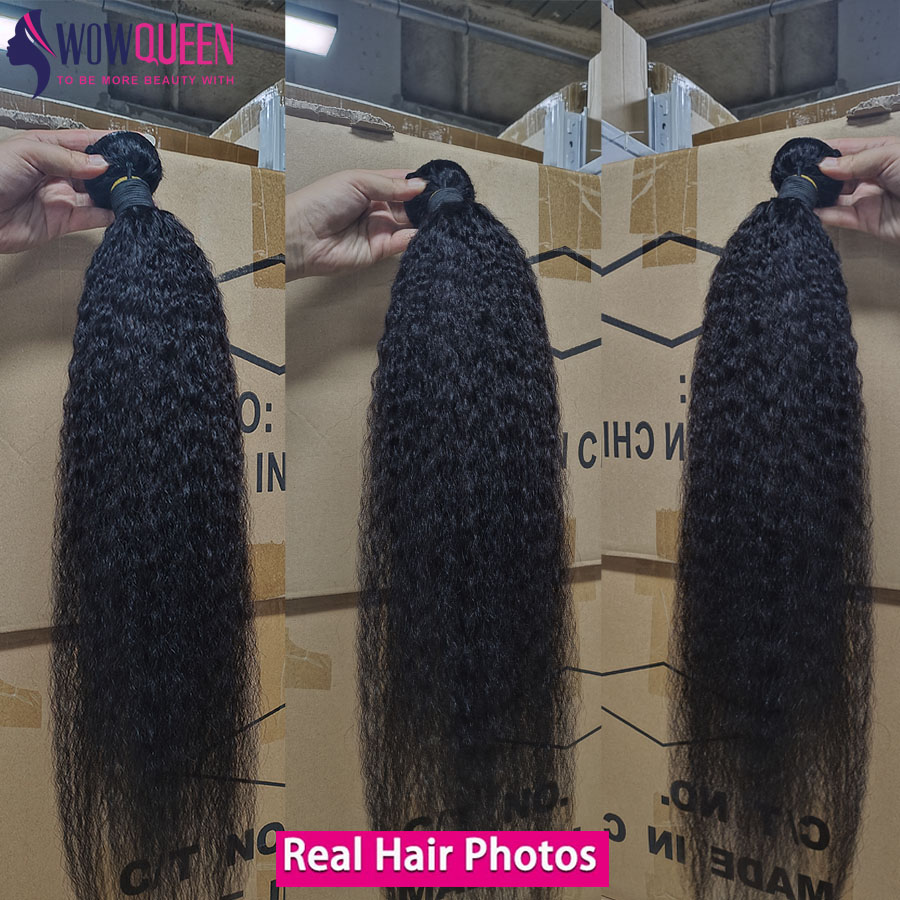 Extensiones de cabello humano liso y rizado para mujer, extensiones de cabello Remy de 30 y 32 pulgadas, mechones de cabello humano postizo liso Yaki grueso