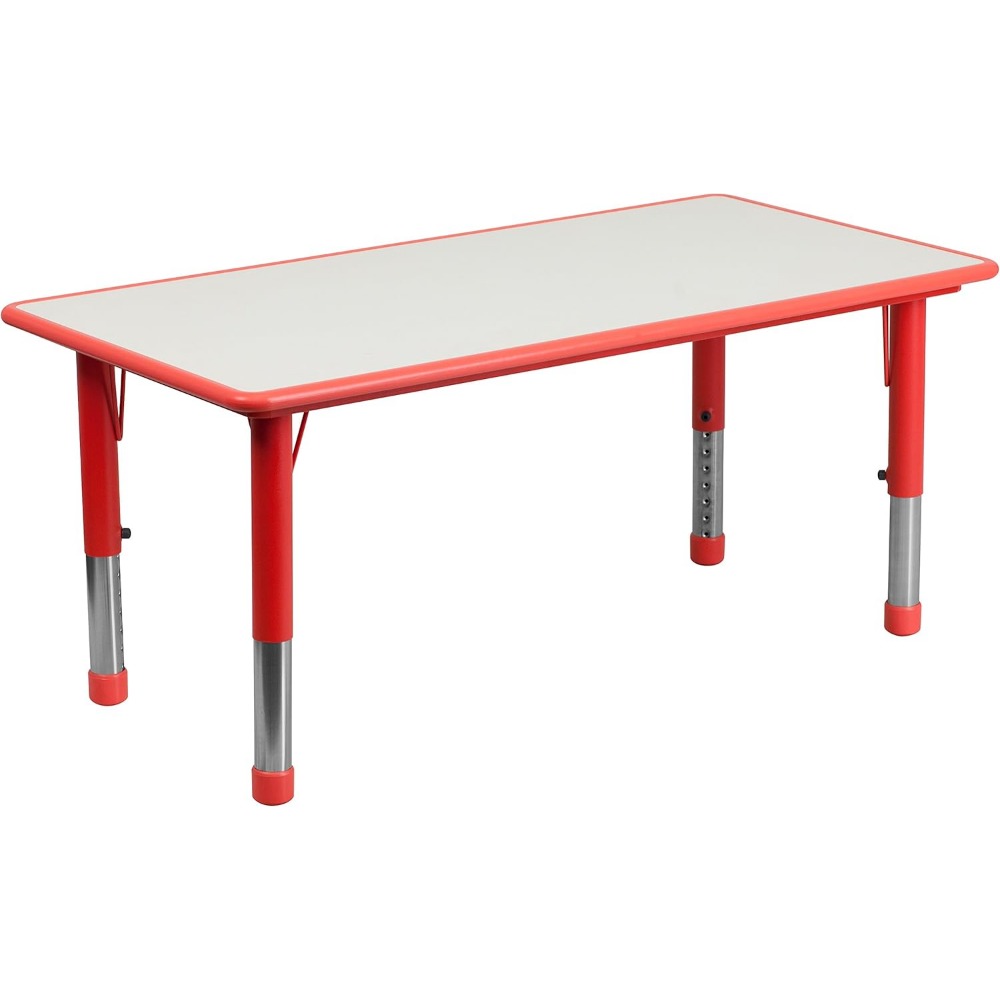 23.625x47.25 Red Plastic Height Adjustable Activity Table