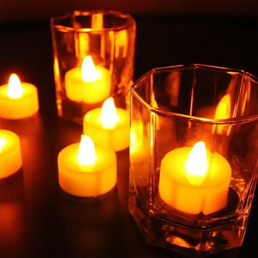 24 velas led sem chama, alimentadas por bateria, 200 + horas, velas led elétricas falsas, luzes de chá