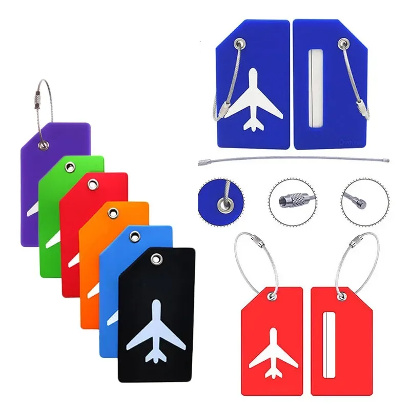 1pc Silikon Gepäck Tags Reise Zubehör Mode Rot Einfarbig Internat Gepäck Name Tags Koffer Adresse Label Halter