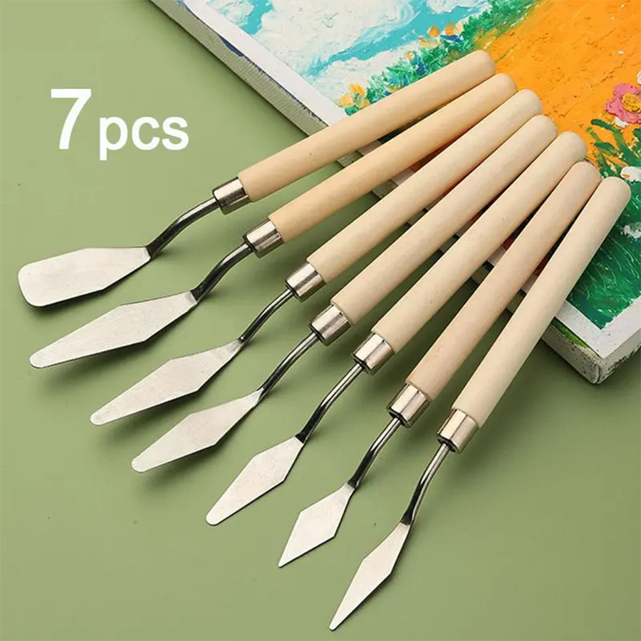 7/14Pcs Stainless Steel Oil Painting Knives Set Artist Crafts Spatula Palette Knife Mixing Knife Scraper Art Tools