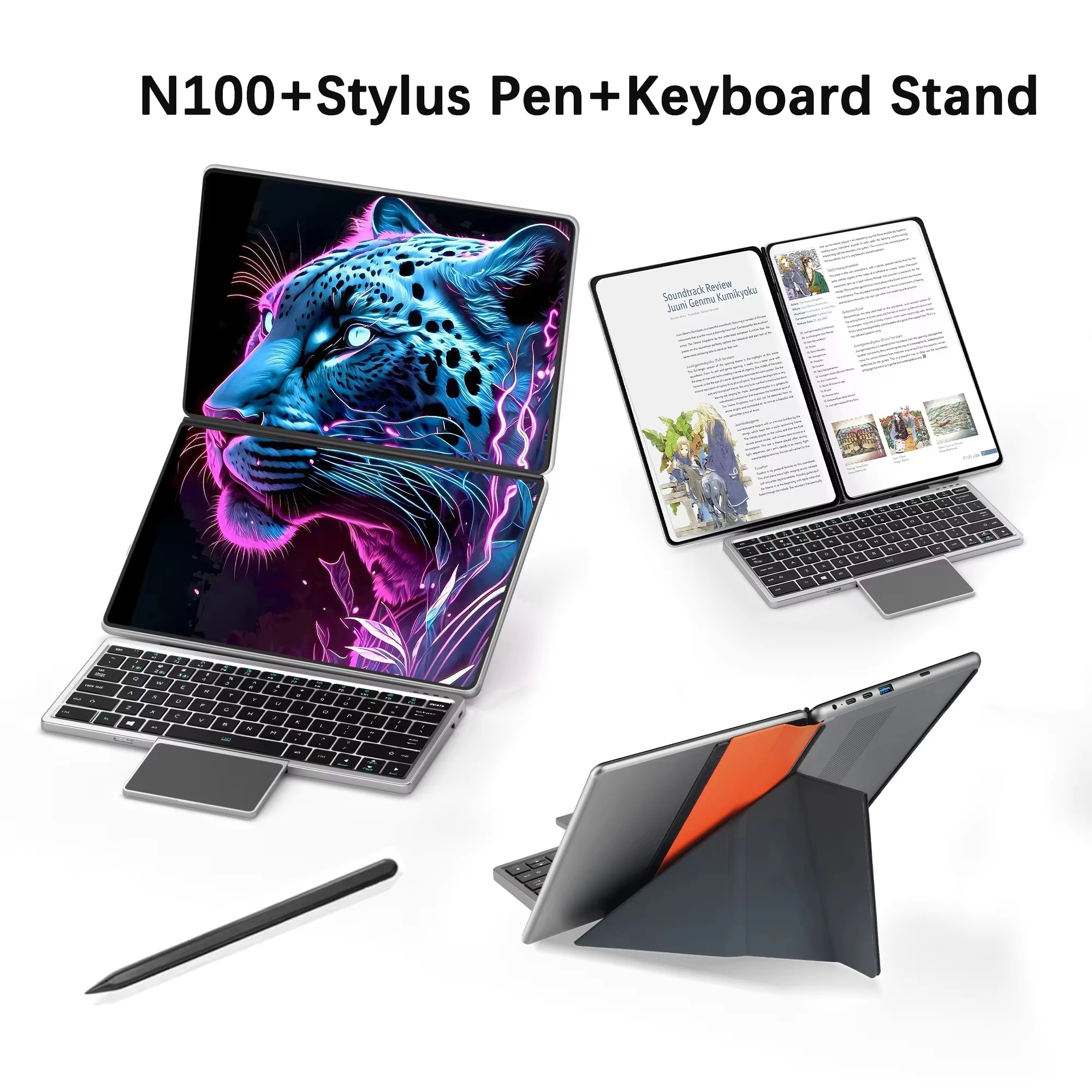 Laptop GLF-S2 z dwoma ekranami 10.9+10.95 cala, Intel i3 1215U N100, dotykowy ekran, WIFI 6, 180 stopni. °   Przerobiony tablet z systemem Win11