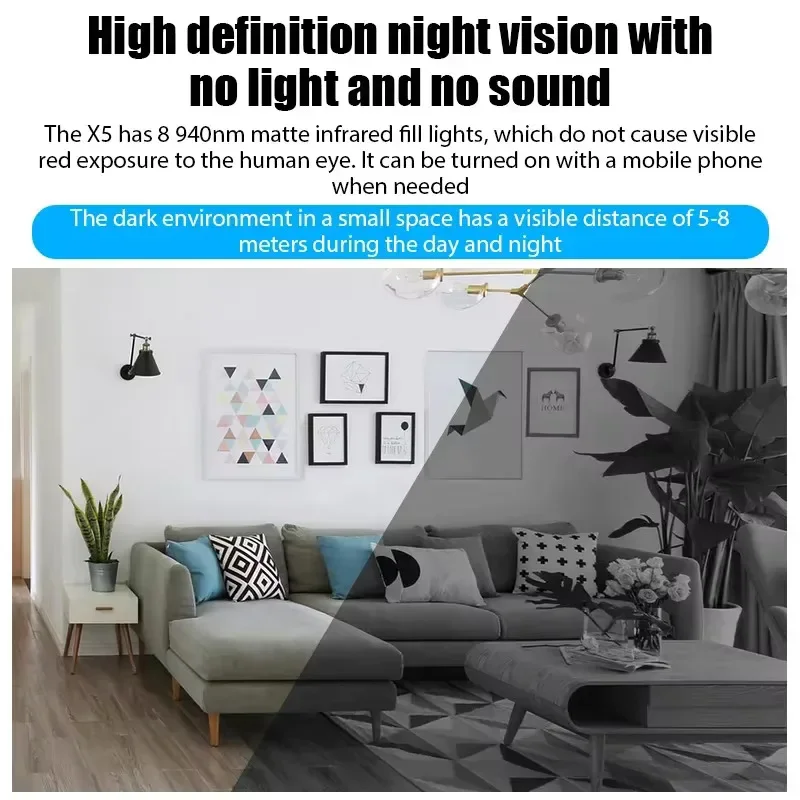 Mini X5 Telecamera Wireless 1080P Sorveglianza Video di Sicurezza Visione Notturna Rilevazione di Movimento Videocamera Mini Cam Monitor Smart Home