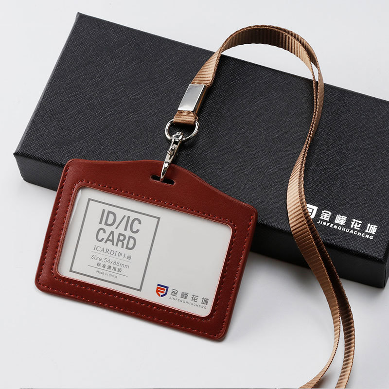 レザー ID ホルダー ケース ネームバッジ カバー バッグ スタッフ ワーク パス カード バッジ ホルダー ストラップ付き オフィス バッジ プロテクター スリーブ