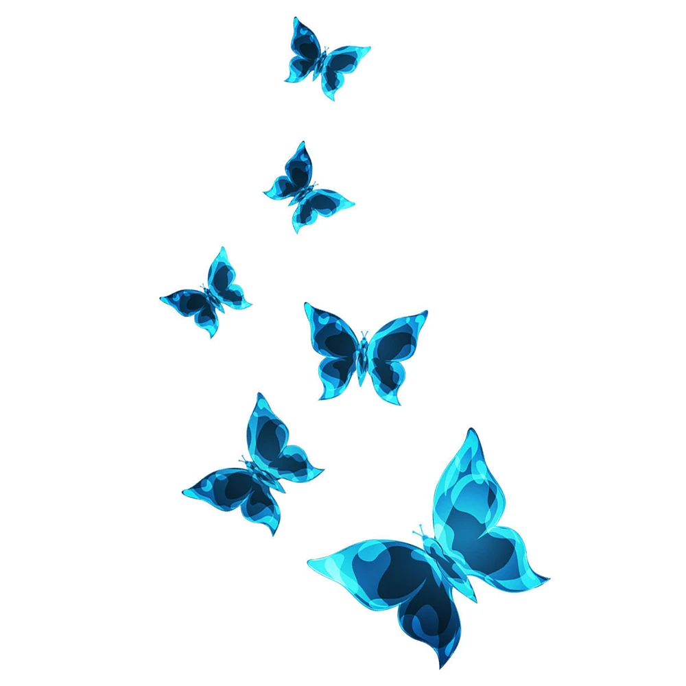 6PCS/Set Blue Luminous Small Butterfly Switch Paste Bedroom Living Room Switch Paste Decorative Self-Adhesive Wall Paste