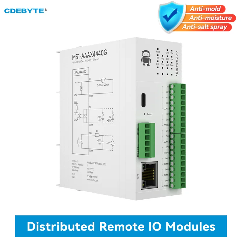 RS485 RJ45 Analog Switch Acquisition Distributed Remote IO Module Host Expansion CDEBYTE M31 Series Modbus TCP/RTU PNP NPN