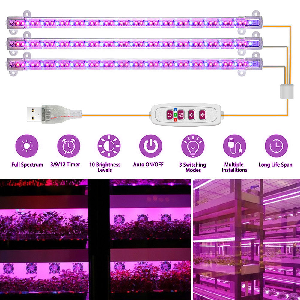 1/2/3/4 赤青 LED 成長ライトストリップチューブ屋内植物 USB フルスペクトル植物ランプ調光可能なタイマー苗野菜花ランプ
