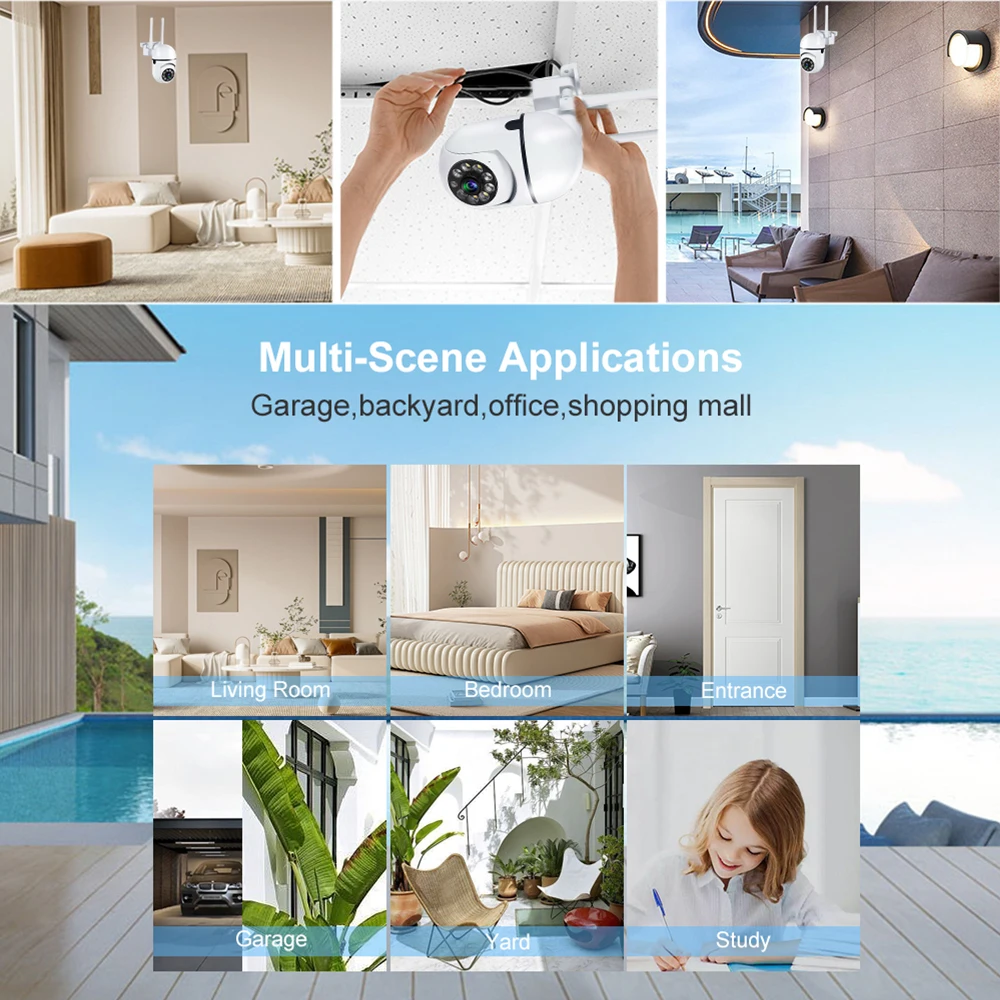 8MP Drahtlose Sicherheitsüberwachung PTZ Kamera Wifi IP Outdoor 4X Zoom Kameras AI Human Tracking Zwei-wege Audio HD Nacht Farbe Cam