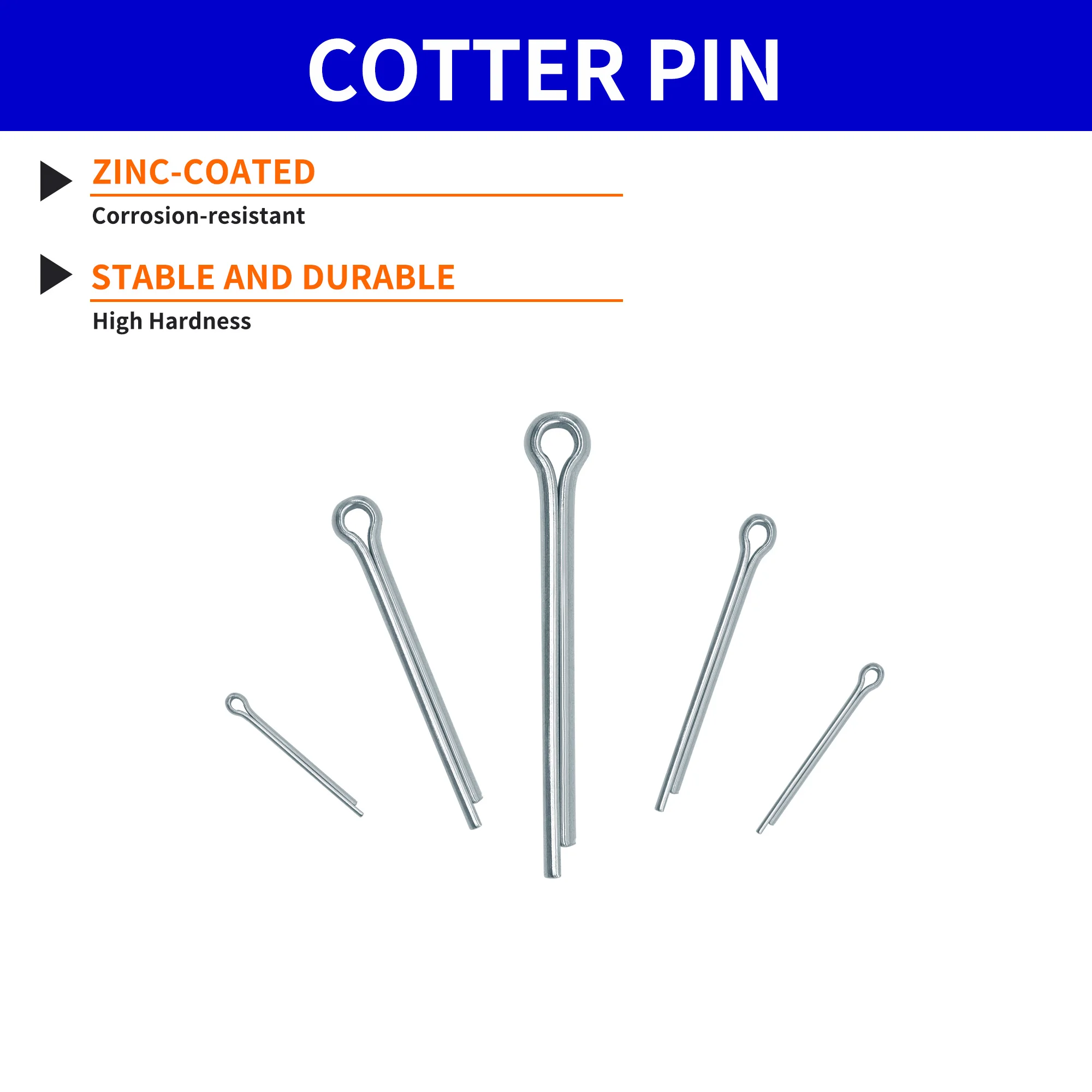 175Pcs Sliver Split Pins Cotter Fixings Assorted Sizes Zinc Plated Steel Hard Case Link Split Cotter Pin High Quality